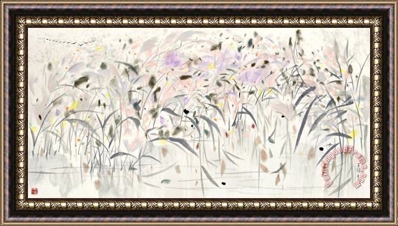 Wu Guanzhong Reed Pond, 1991 Framed Painting