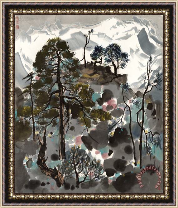 Wu Guanzhong Snow Landscape Framed Painting