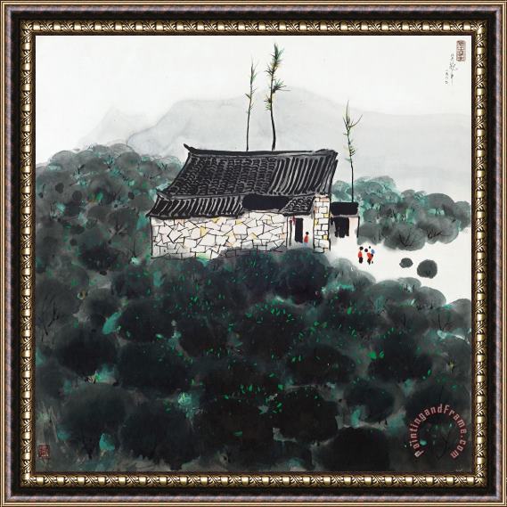 Wu Guanzhong Tea Farm Framed Painting