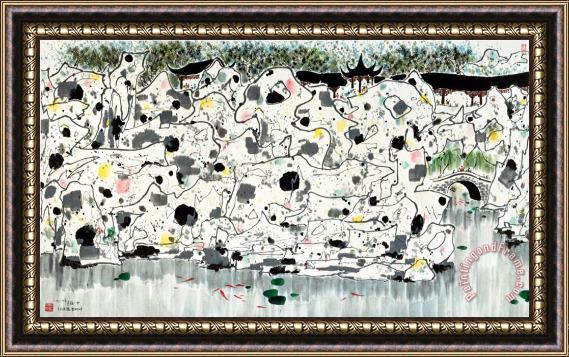 Wu Guanzhong The Lion Groov Garden, 1987 Framed Painting
