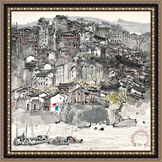 Wu Guanzhong The Mountain City of Chongqing, 1979 Framed Painting