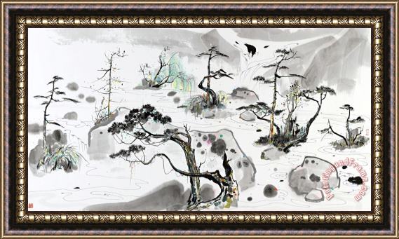 Wu Guanzhong The Sea of Potted Landscapes, 1986 Framed Painting
