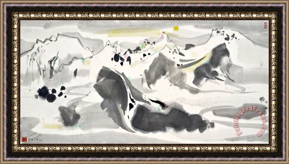 Wu Guanzhong The Yulong Mountains in The Moonlight Framed Painting