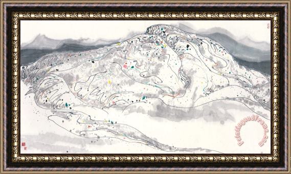 Wu Guanzhong Vibrancy of Mountains Framed Painting