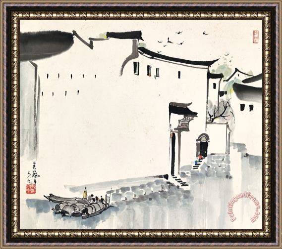 Wu Guanzhong Water Village in Jiangnan Framed Print