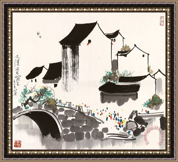 Wu Guanzhong Water Village Framed Print