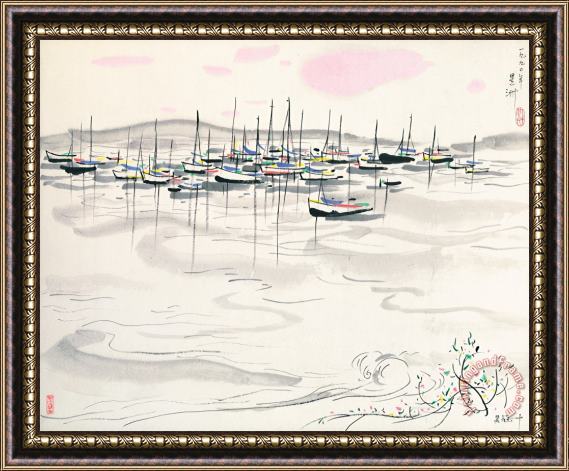 Wu Guanzhong Waters of Singapore, 1990 Framed Painting