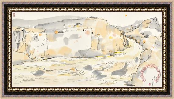 Wu Guanzhong Yellow River Under Moonlight Framed Painting