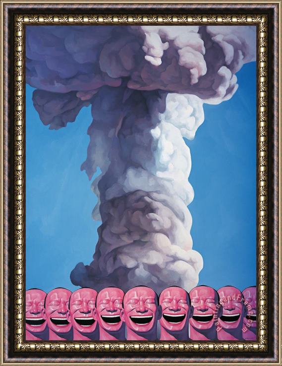 Yue Minjun Mushroom Cloud, 2002 Framed Painting