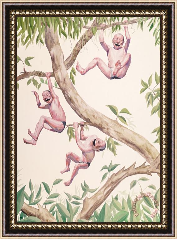 Yue Minjun One Smile Will Lead to Another, No. 5, From Smile Ism Series, 2006 Framed Painting