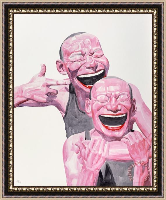 Yue Minjun Smile Ism No. 14 (smiles Make The World Go Round) Framed Painting