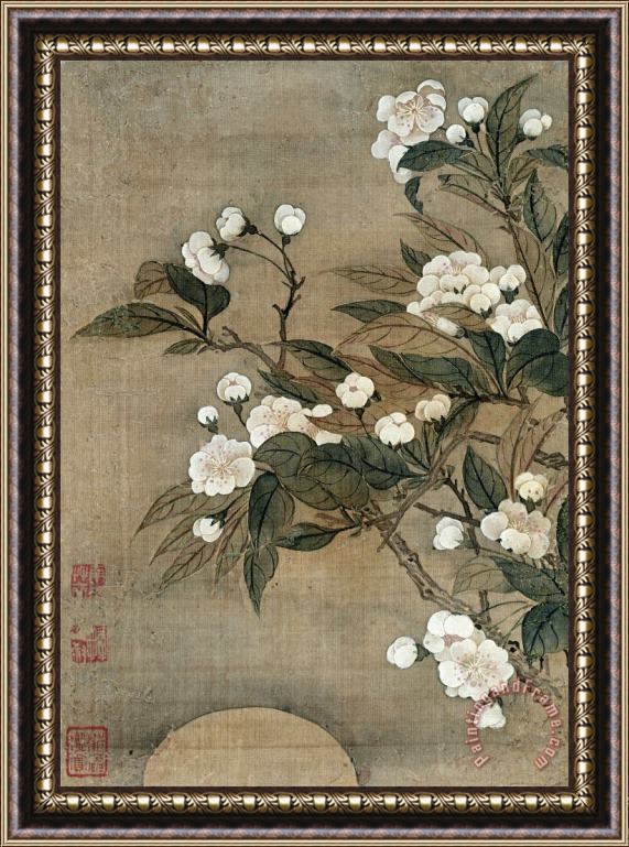 Yun Shouping Pear Blossom And Moon Framed Painting