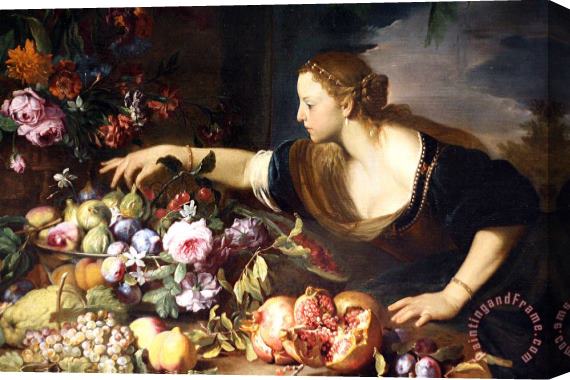 Abraham Brueghel (breugel, Breughel) Femme Prenant Des Fruits Stretched Canvas Painting / Canvas Art