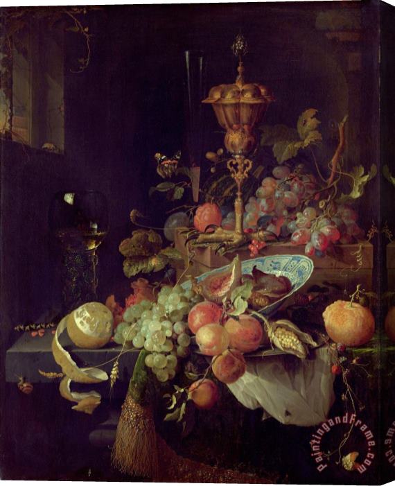 Abraham Mignon Still Life with Fruit And a Beaker on a Cock's Foot Stretched Canvas Print / Canvas Art
