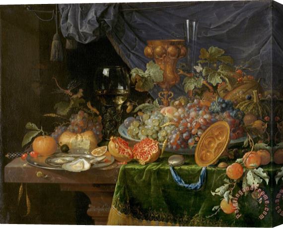 Abraham Mignon Still Life with Fruit And Oysters Stretched Canvas Painting / Canvas Art