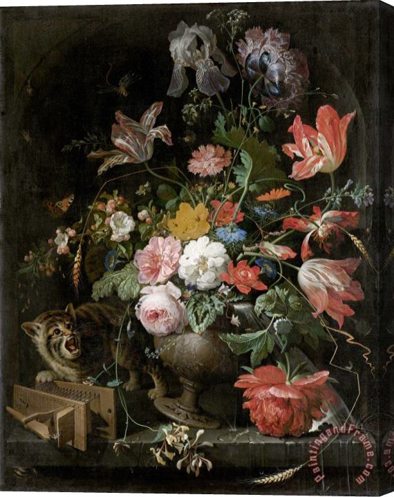 Abraham Mignon The Overturned Bouquet Stretched Canvas Painting / Canvas Art