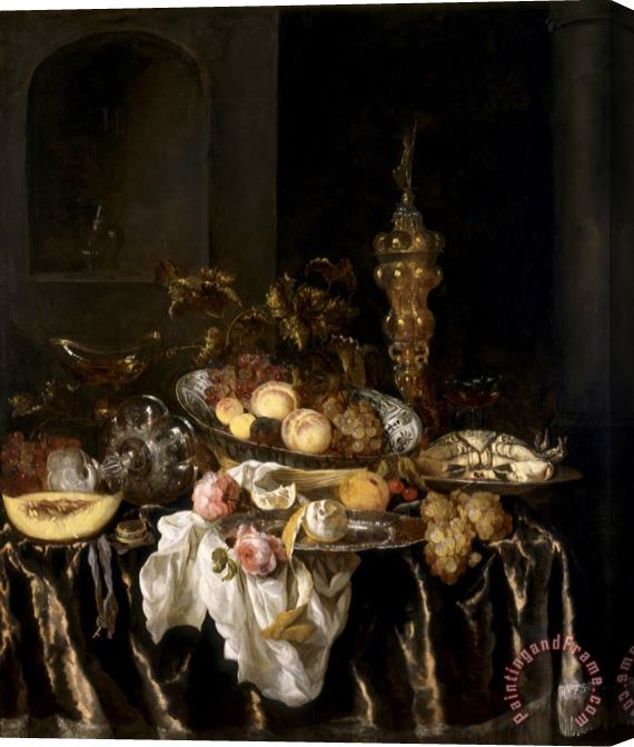 Abraham Van Beyeren A Banquet Still Life with Roses Stretched Canvas Painting / Canvas Art