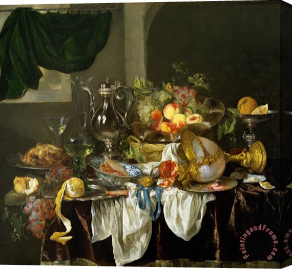 Abraham Van Beyeren Banquet Still Life Stretched Canvas Painting / Canvas Art