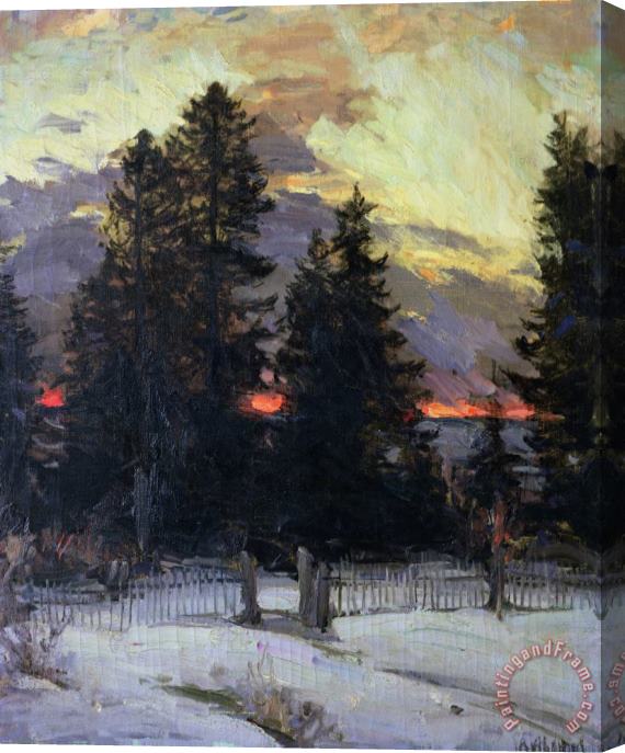 Abram Efimovich Arkhipov Sunset over a Winter Landscape Stretched Canvas Print / Canvas Art