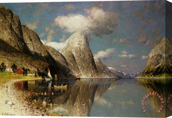Adelsteen Normann Fjordlandskap Stretched Canvas Print / Canvas Art