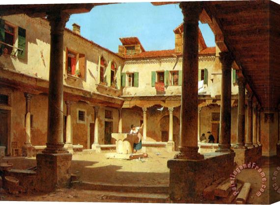 Adolf Seel In The Courtyard Stretched Canvas Print / Canvas Art