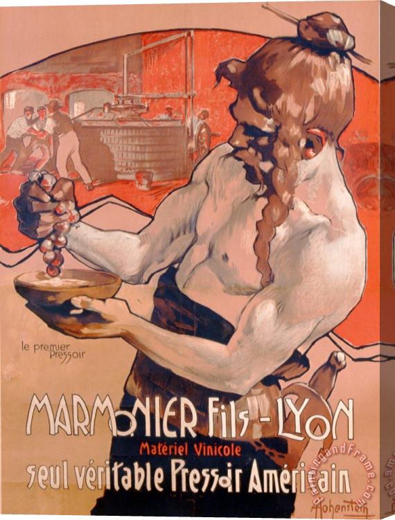 Adolfo Hohenstein Advertisemet For Marmonier Fils Lyon Stretched Canvas Print / Canvas Art