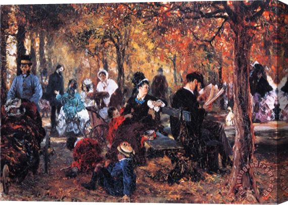 Adolph Von Menzel In The Luxembourg Gardens Stretched Canvas Painting / Canvas Art