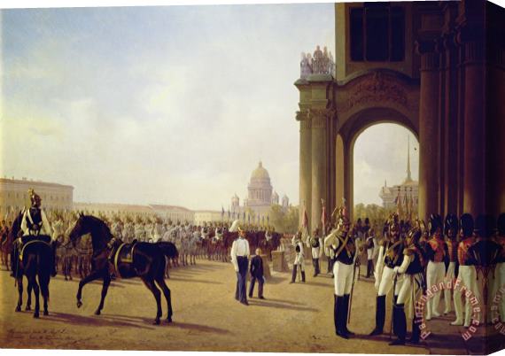 Adolphe Ladurner Parade at the Palace Square in Saint Petersburg Stretched Canvas Print / Canvas Art