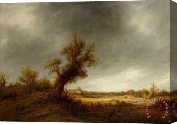 Adriaen Van Ostade Landscape with an Old Oak Stretched Canvas Painting / Canvas Art