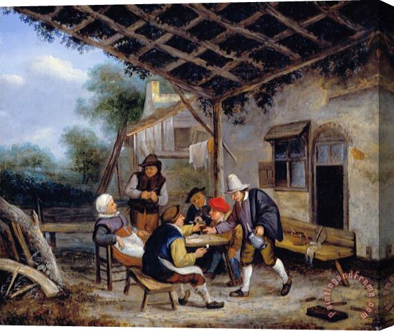 Adriaen Van Ostade Peasants Drinking Stretched Canvas Print / Canvas Art