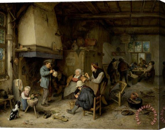 Adriaen Van Ostade Peasants in an Interior Stretched Canvas Painting / Canvas Art