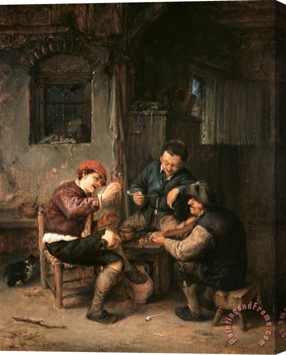 Adriaen Van Ostade Three Peasants at an Inn Stretched Canvas Print / Canvas Art