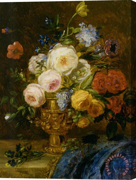 Adriana Johanna Haanen A Still Life with Flowers in a Golden Vase Stretched Canvas Print / Canvas Art