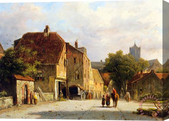 Adrianus Eversen Figures in a Dutch Town Stretched Canvas Print / Canvas Art