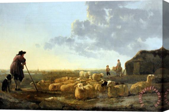 Aelbert Cuyp Herd of Sheep at Pasture Stretched Canvas Painting / Canvas Art