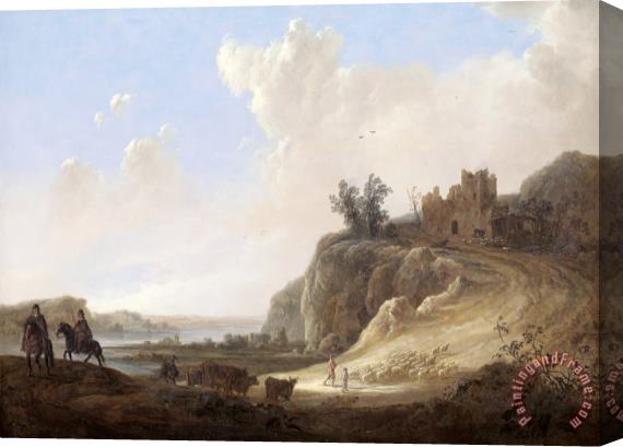Aelbert Cuyp Mountainous Landscape with The Ruins of a Castle Stretched Canvas Print / Canvas Art