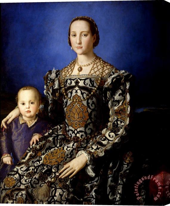 Agnolo Bronzino Portrait of Eleanor of Toledo with Her Son Giovanni Stretched Canvas Painting / Canvas Art