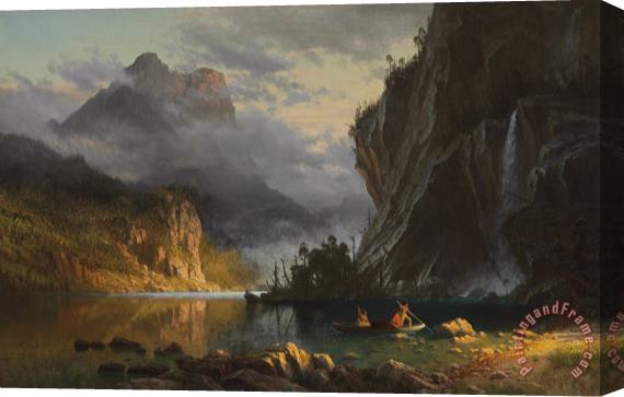 Albert Bierstadt Indians Spear Fishing Stretched Canvas Painting / Canvas Art