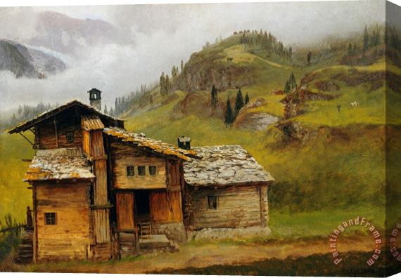 Albert Bierstadt Mountain House Stretched Canvas Print / Canvas Art