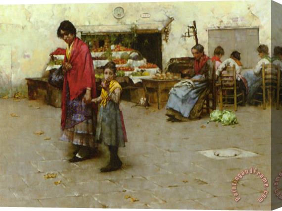Albert Chevallier Tayler A Day at The Market Stretched Canvas Print / Canvas Art