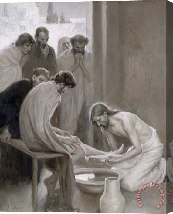 Albert Gustaf Aristides Edelfelt Jesus Washing The Feet Of His Disciples Stretched Canvas Print / Canvas Art