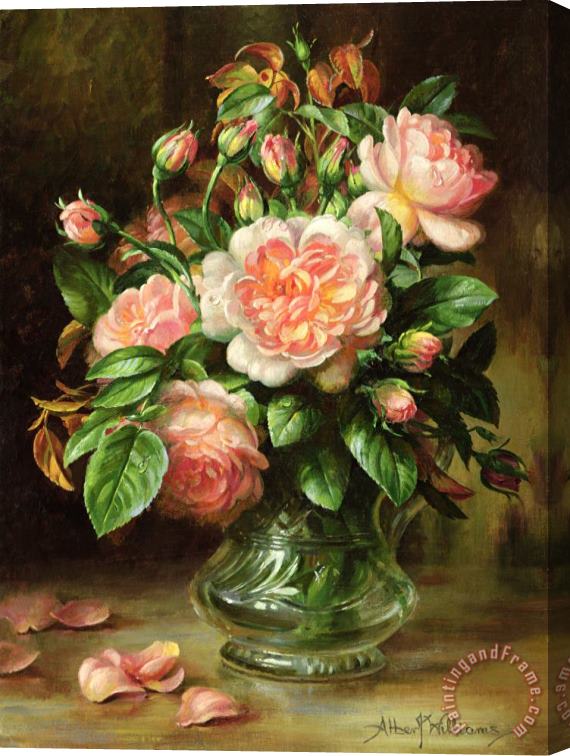 Albert Williams English Elegance Roses In A Glass Stretched Canvas Print / Canvas Art