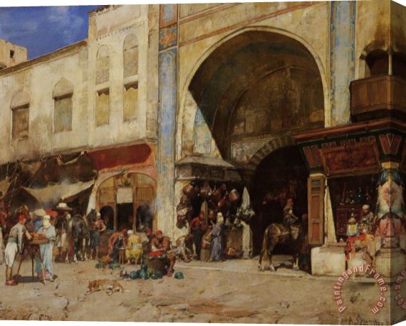Alberto Pasini An Eastern Market Stretched Canvas Painting / Canvas Art