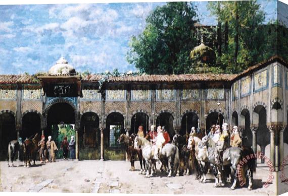 Alberto Pasini Circassian Knights Waiting for Their Leader Stretched Canvas Print / Canvas Art
