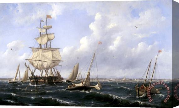 Albertus van Beest View of Shipping in New Bedford Harbor Stretched Canvas Painting / Canvas Art