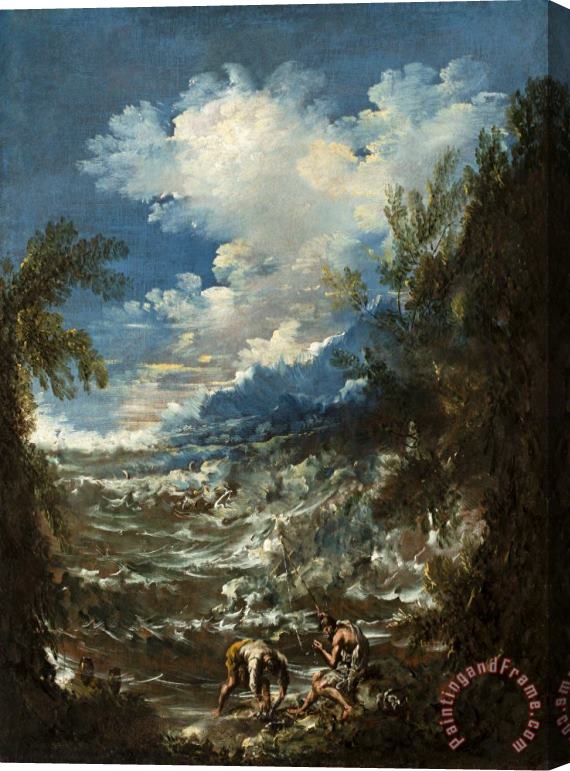 Alessandro Magnasco Landscape with Fishermen Stretched Canvas Print / Canvas Art