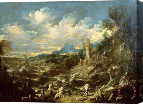 Alessandro Magnasco Landscape with Stormy Sea Stretched Canvas Print / Canvas Art