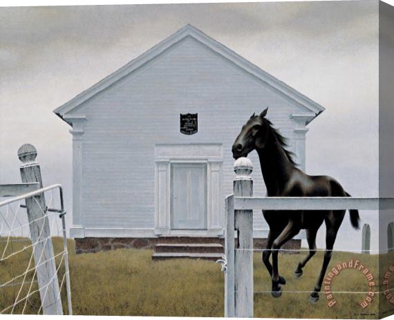 Alex Colville Church And Horse Stretched Canvas Painting / Canvas Art