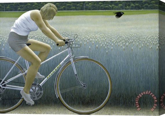 Alex Colville Cyclist And Crow Stretched Canvas Print / Canvas Art