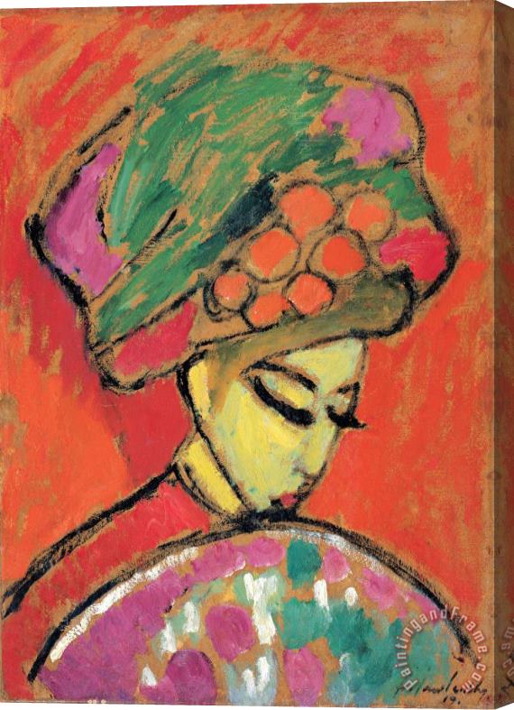 Alexei Jawlensky Young Girl with a Flowered Hat Stretched Canvas Print / Canvas Art